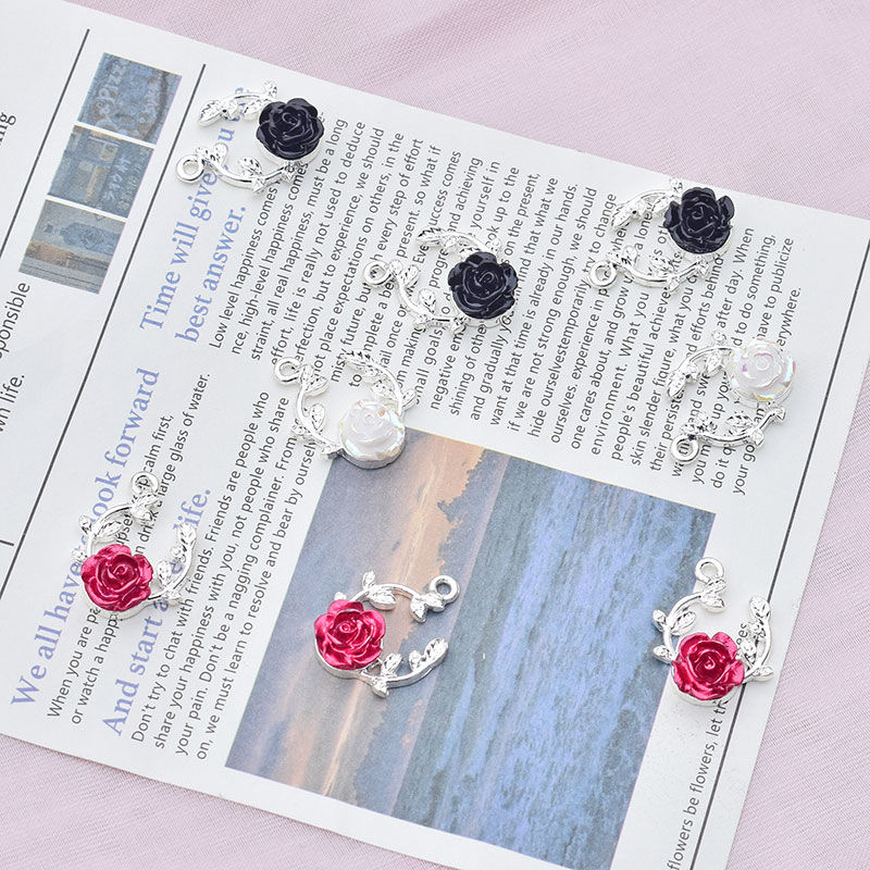 欧美风小众设计玫瑰花朵小挂件吊坠 DIY手工制作耳饰手链项链材料详情图3