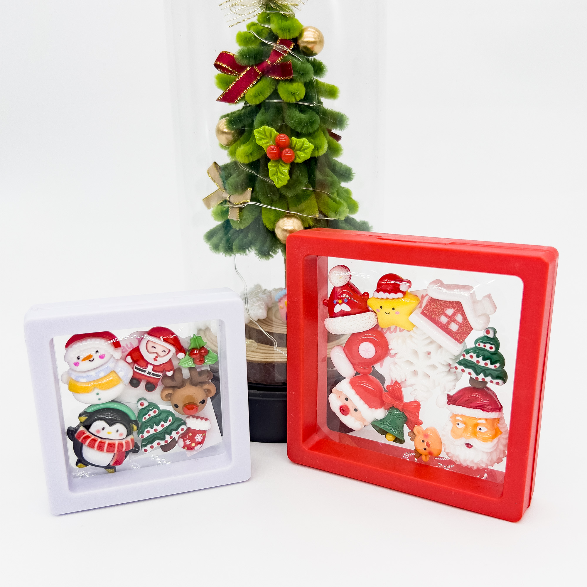 圣诞摆件卡通diy饰品配件手机壳洞洞鞋贴片发夹发饰饰品配饰仿真树脂圣诞系列手工配件混款可粘贴可爱少女心小女孩卡通现货批发