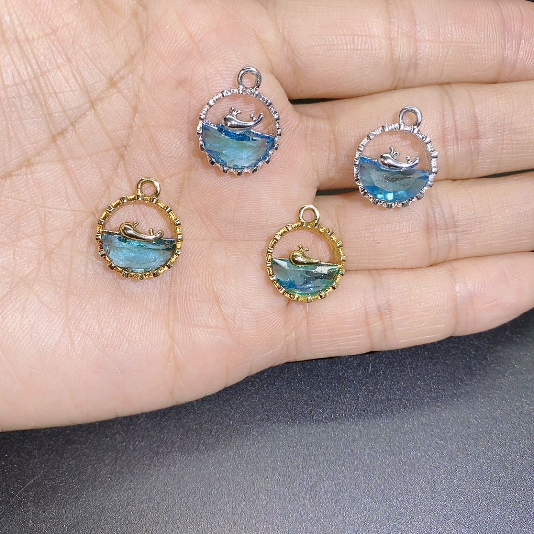 新款小众海洋小鲸鱼保色手链项链耳环饰品配件手工diy材料配饰女详情图3