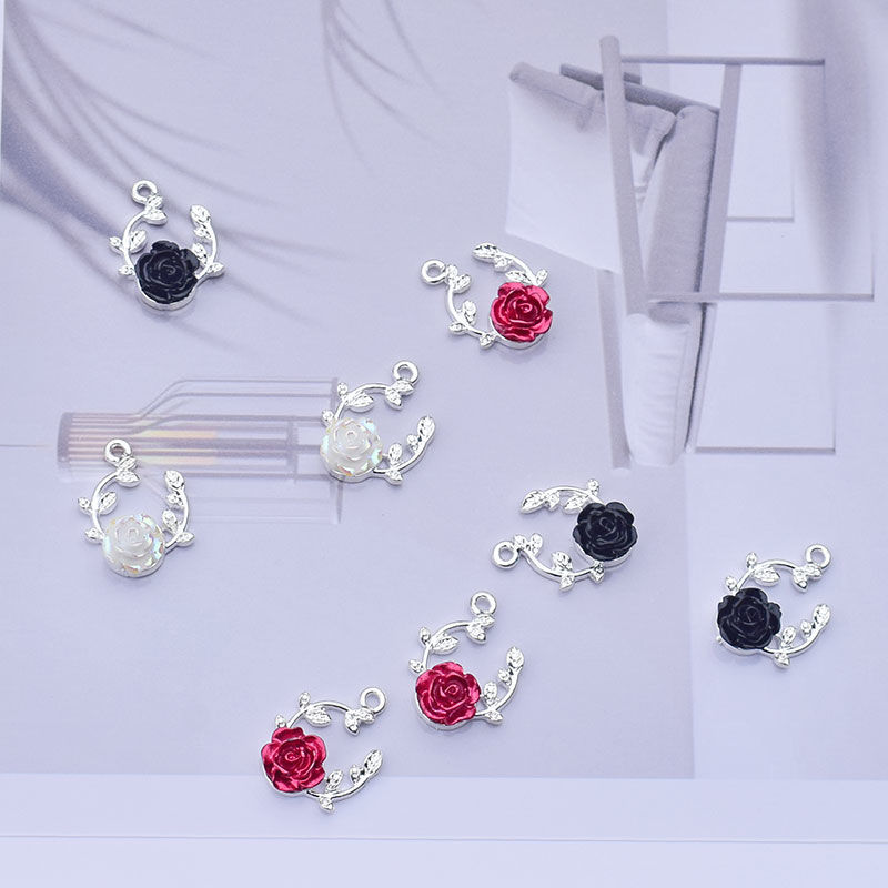 欧美风小众设计玫瑰花朵小挂件吊坠 DIY手工制作耳饰手链项链材料产品图