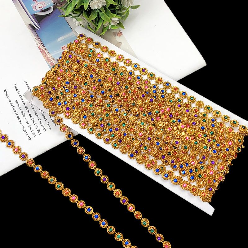 Classic ethnic gemstone lace, gold and silver acrylic lace, diy ethnic dance costume accessories, beaded accessories Application Scenario