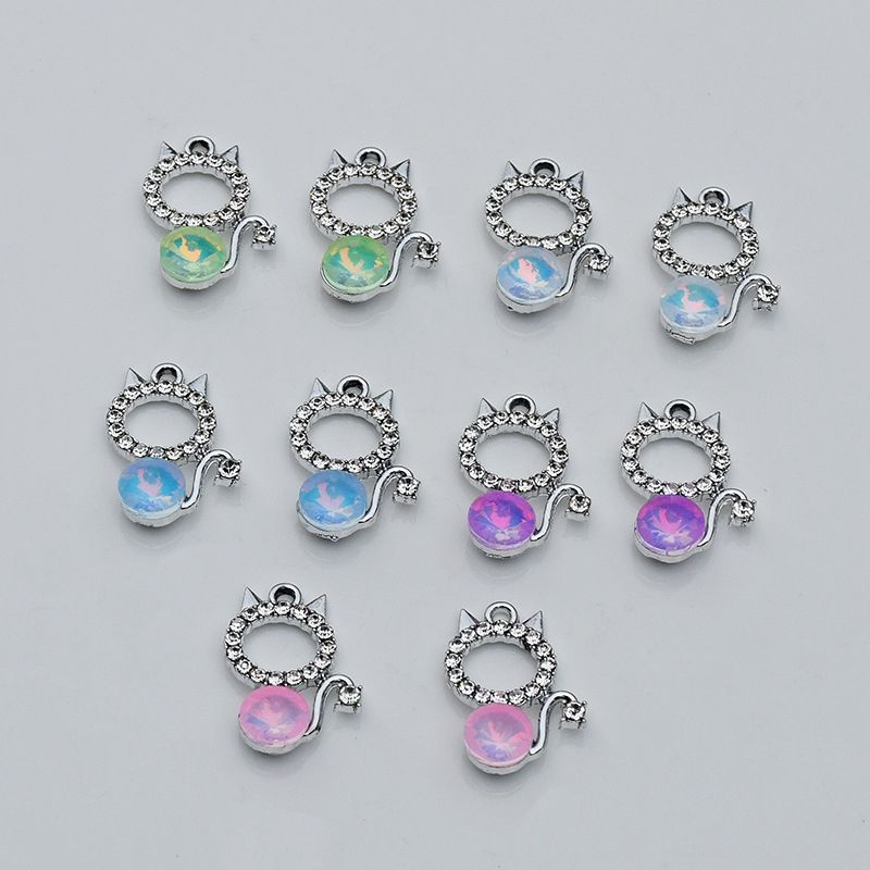 巴洛克水滴钻爆闪锆石配件diy饰品配饰猫咪小熊吊坠项链耳饰挂件详情图8