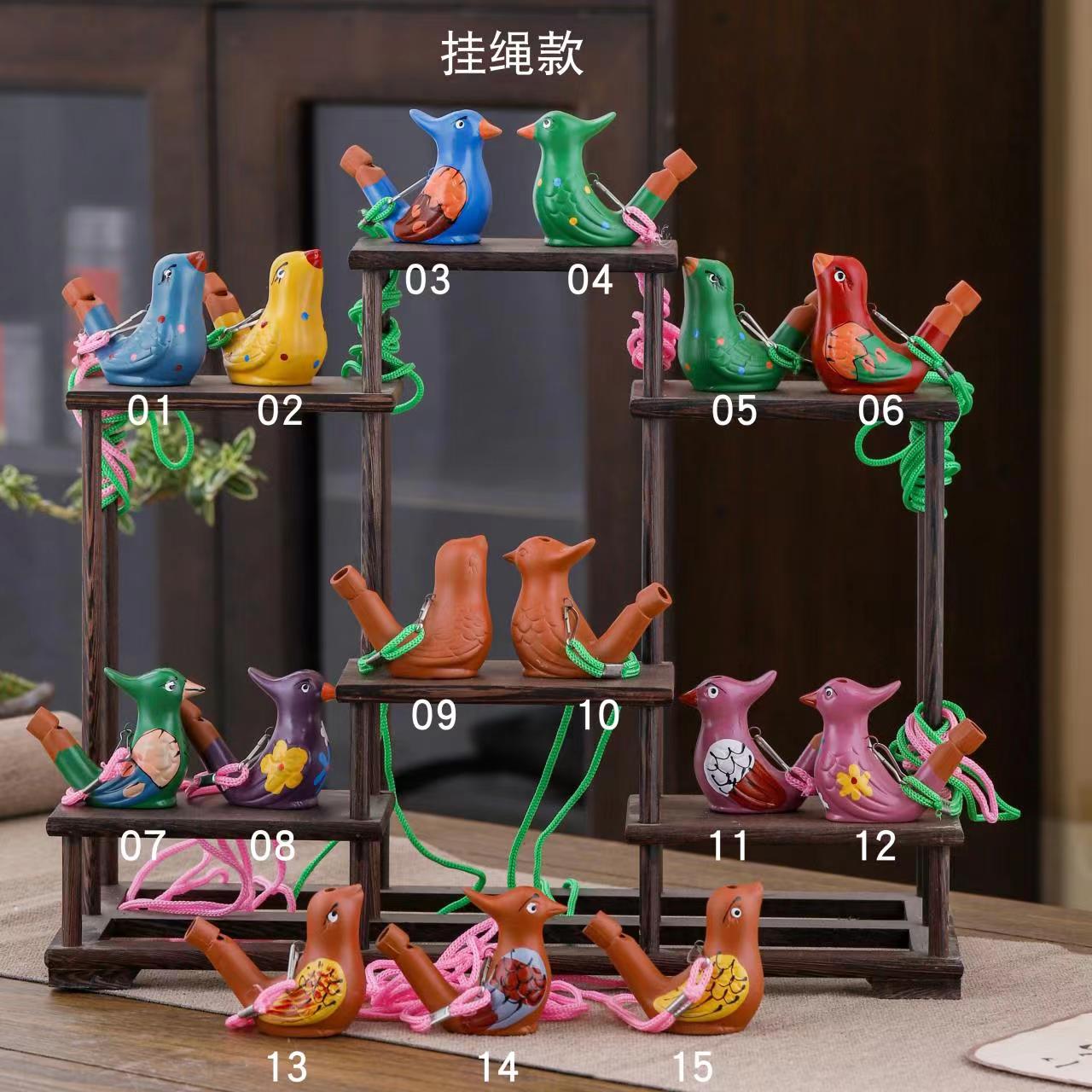 Kun Kun Ceramics, hand-painted ceramic whistles, animal ornaments, water added to blow out bird sounds, children's creative and personalized toys wholesale details Picture