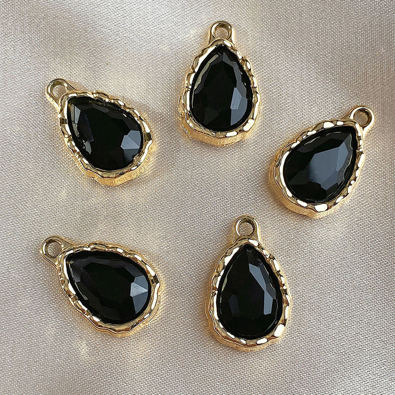 水滴形吊坠diy饰品大闪钻水晶彩色水滴吊坠配件耳环项链手链饰品