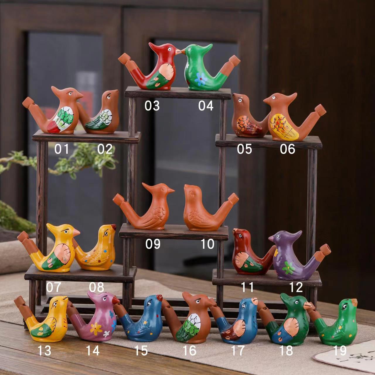 Kun Kun Ceramics, hand-painted ceramic whistles, animal ornaments, water added to blow out bird sounds, children's creative and personalized toys wholesale