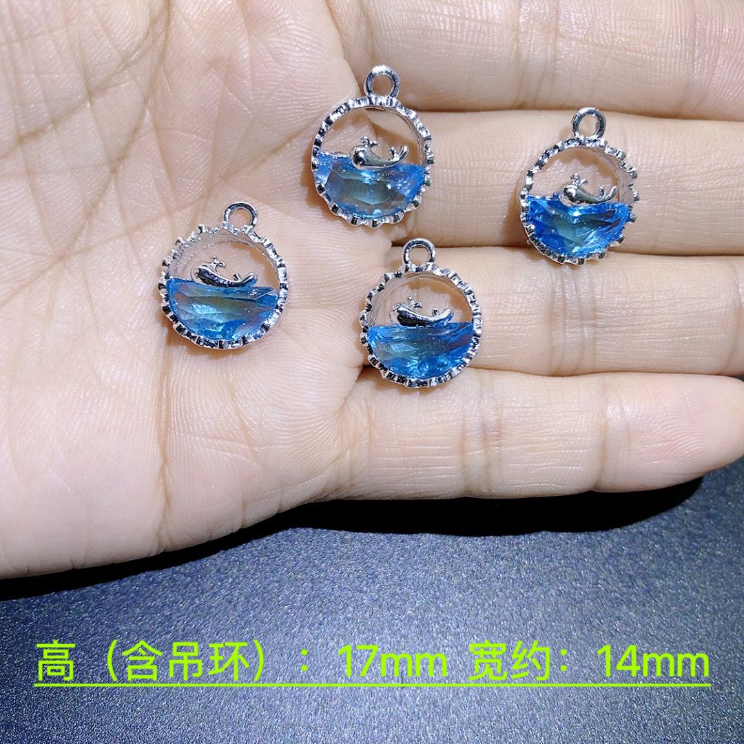 新款小众海洋小鲸鱼保色手链项链耳环饰品配件手工diy材料配饰女