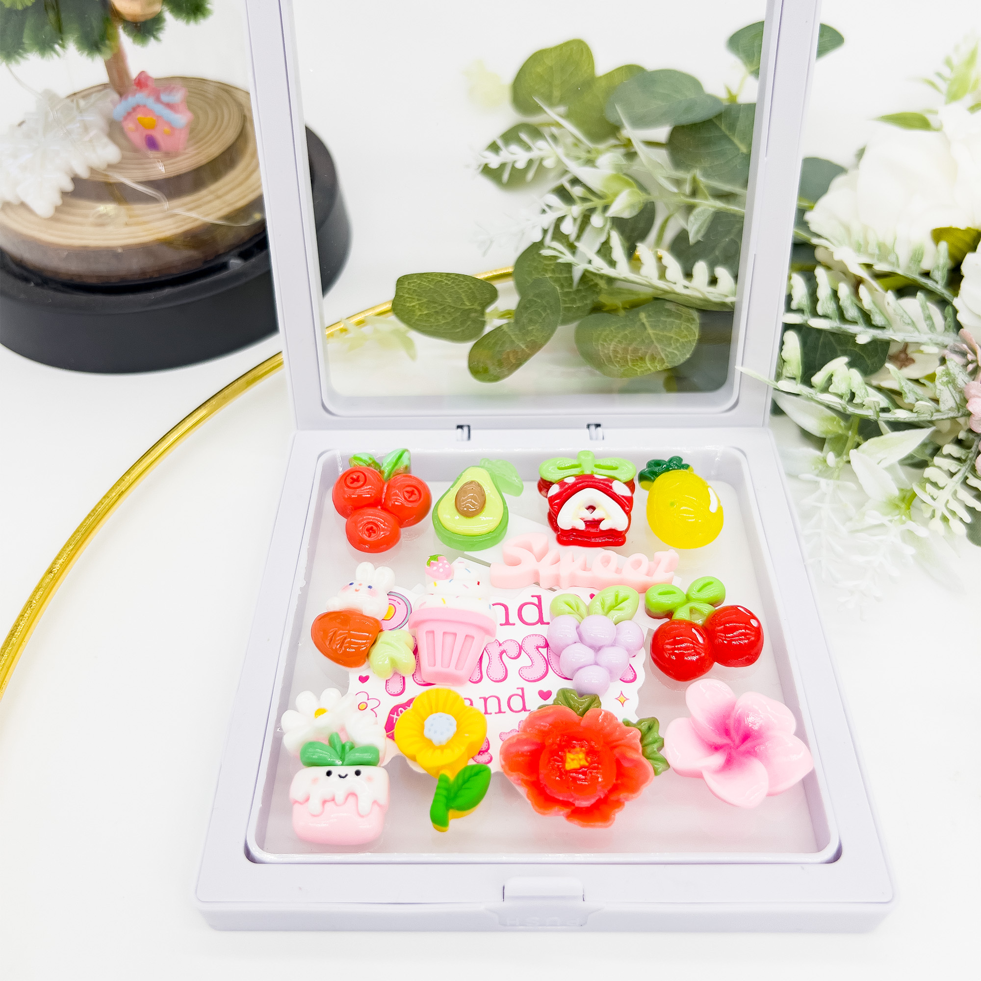 水果摆件卡通diy饰品配件手机壳洞洞鞋贴片发夹发饰饰品配饰仿真树脂水果系列手工配件混款可粘贴可爱少女心小女孩卡通现货批发