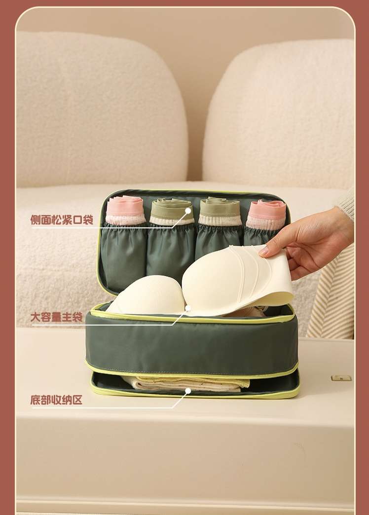 H208-多巴胺文胸包收纳包大容量旅行收纳袋网红多功能三合一袜子产品图