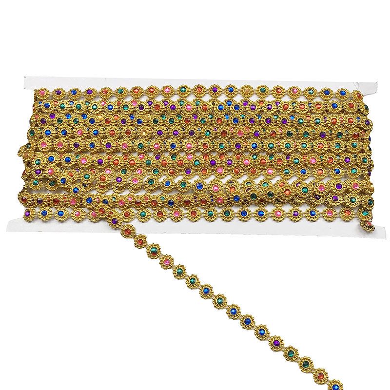 Classic ethnic gemstone lace, gold and silver acrylic lace, diy ethnic dance costume accessories, beaded accessories Item Picture