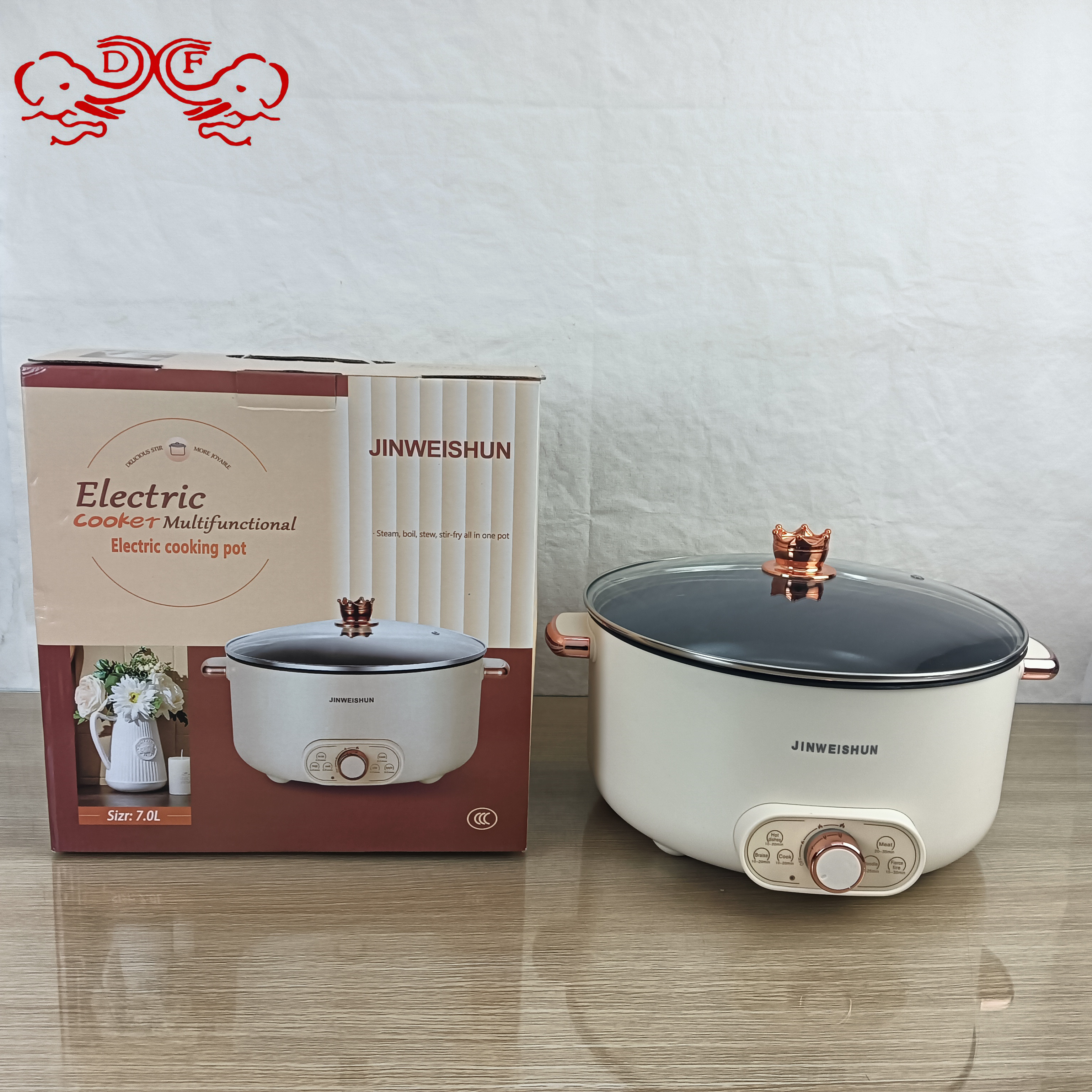 DF68051 Electric cooking pot, electric hot pot, multi-functional non-stick noodle cooking pot, large-capacity electric hot pot, one-piece pot, DF TRADINGHOUSE