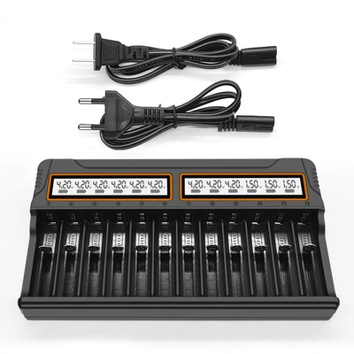 12-slot fast charger for home use, safe and efficient, charging multiple batteries simultaneously thumbnail