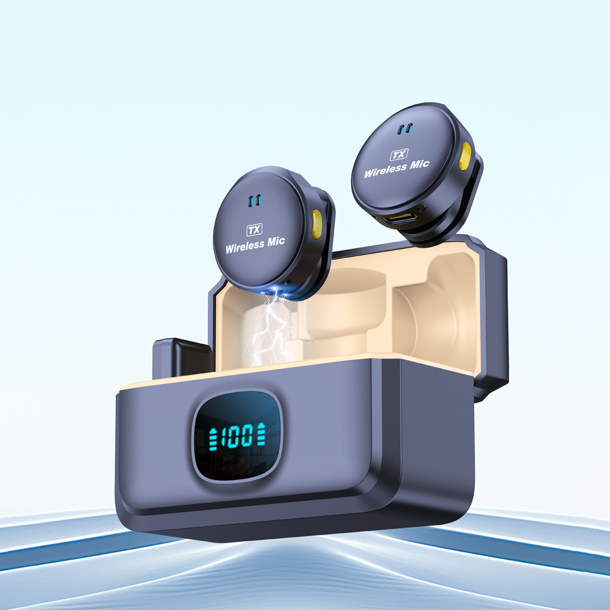 Magnetic wireless lapel microphone, dual smart Lapel microphone, charging case, karaoke, conference live streaming, professional recording microphone details Picture