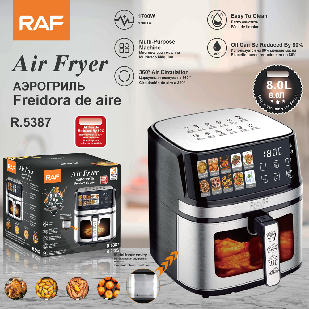 RAF European standard cross-border 8L air fryer, large-capacity smart home, picture display, air circulation of the electric fryer full figure