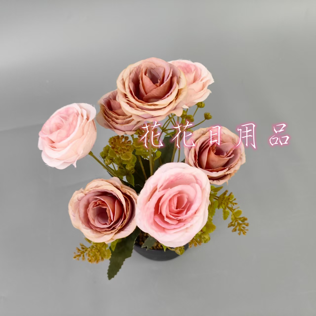 Artificial flower, fake flower bonsai, plastic pot, rose decoration Item Picture
