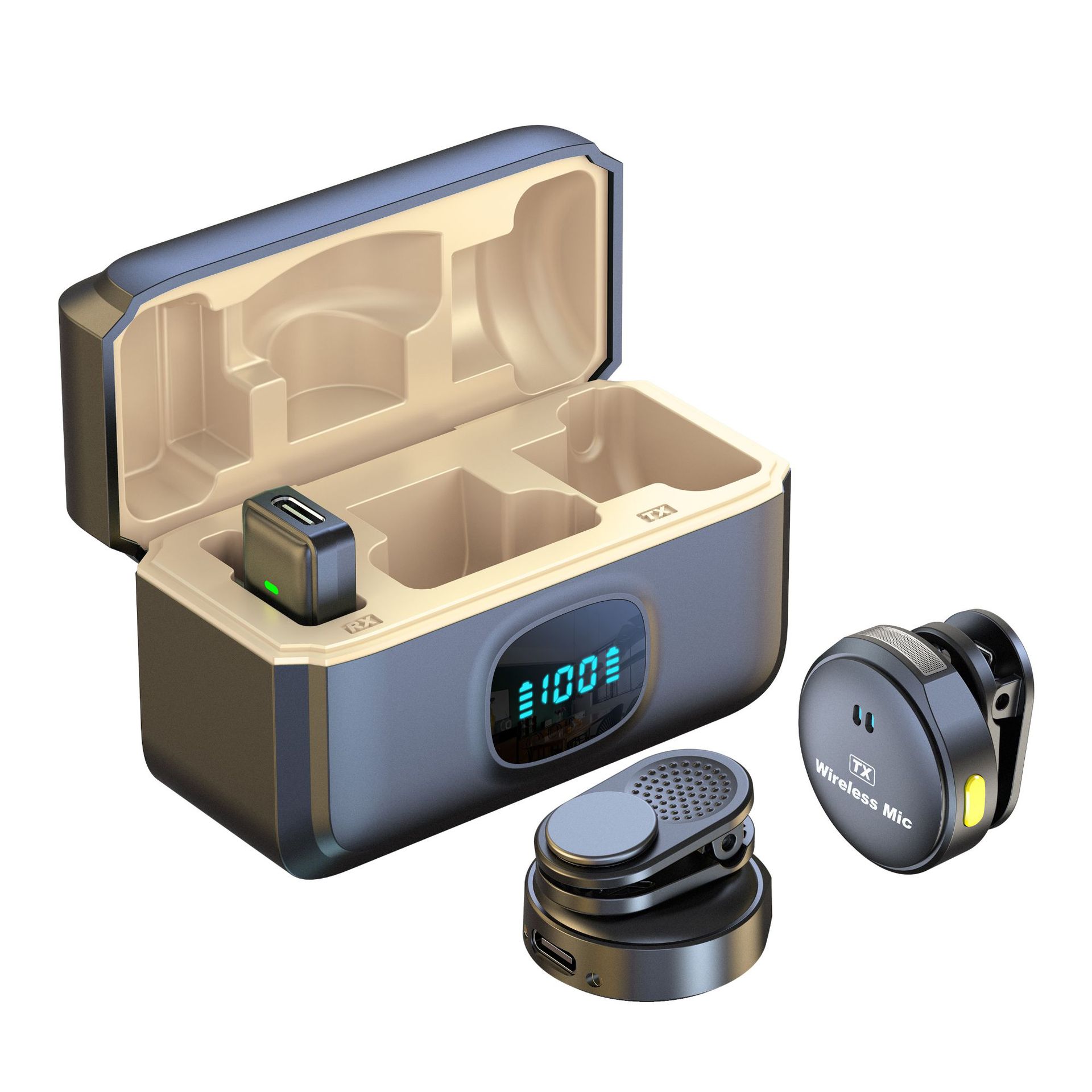 Magnetic wireless lapel microphone, dual smart Lapel microphone, charging case, karaoke, conference live streaming, professional recording microphone