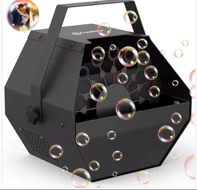 Outdoor mini portable metal bubble machine factory direct sales, stage special effects equipment props, high cost performance, wedding, celebration, party, gathering romantic atmosphere bubble making machine, remote control automatic, children's birthday, bar bubble machine Item Picture