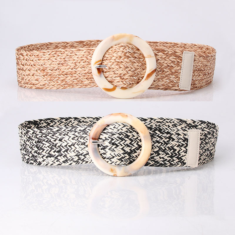 The belt-shaped women's decorative dress is fashionable, simple and versatile. It features an elastic woven strap paired with a beach dress. It is a Korean-style fashion dress with a wide waistband thumbnail