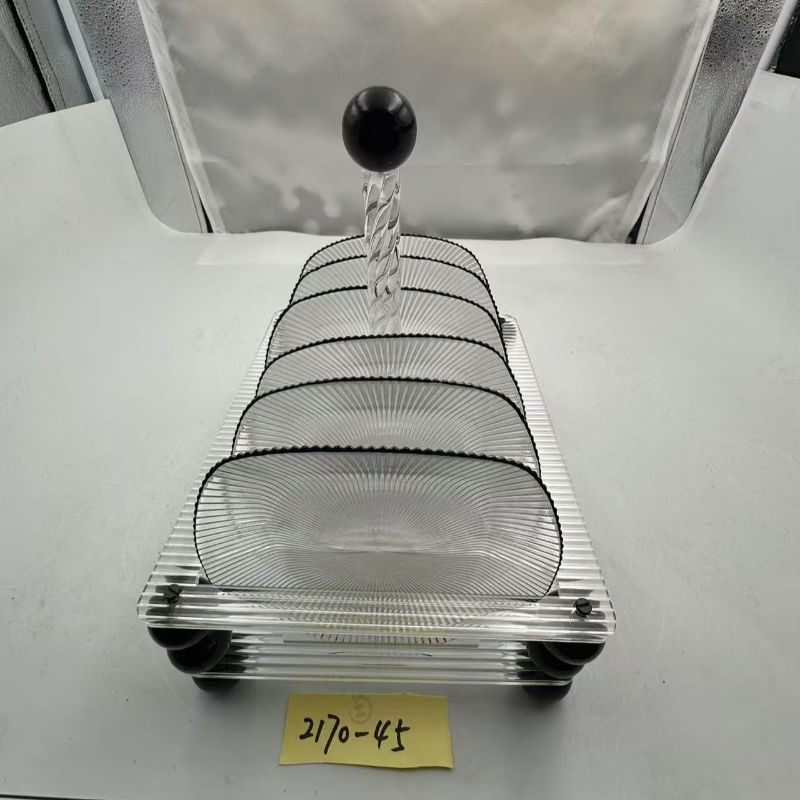 Six-piece fruit plate set, plastic acrylic transparent fruit plate, creative snack plate, home candy plate, dried fruit plate, KTV snack plate, fruit plate Application Scenario