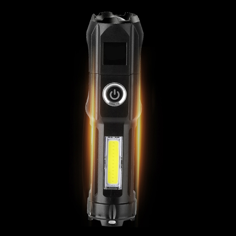 Q1 Plastic flashlight, telescopic zoom side light flashlight, USB charging and focusing flashlight, portable mini flashlight Specification image