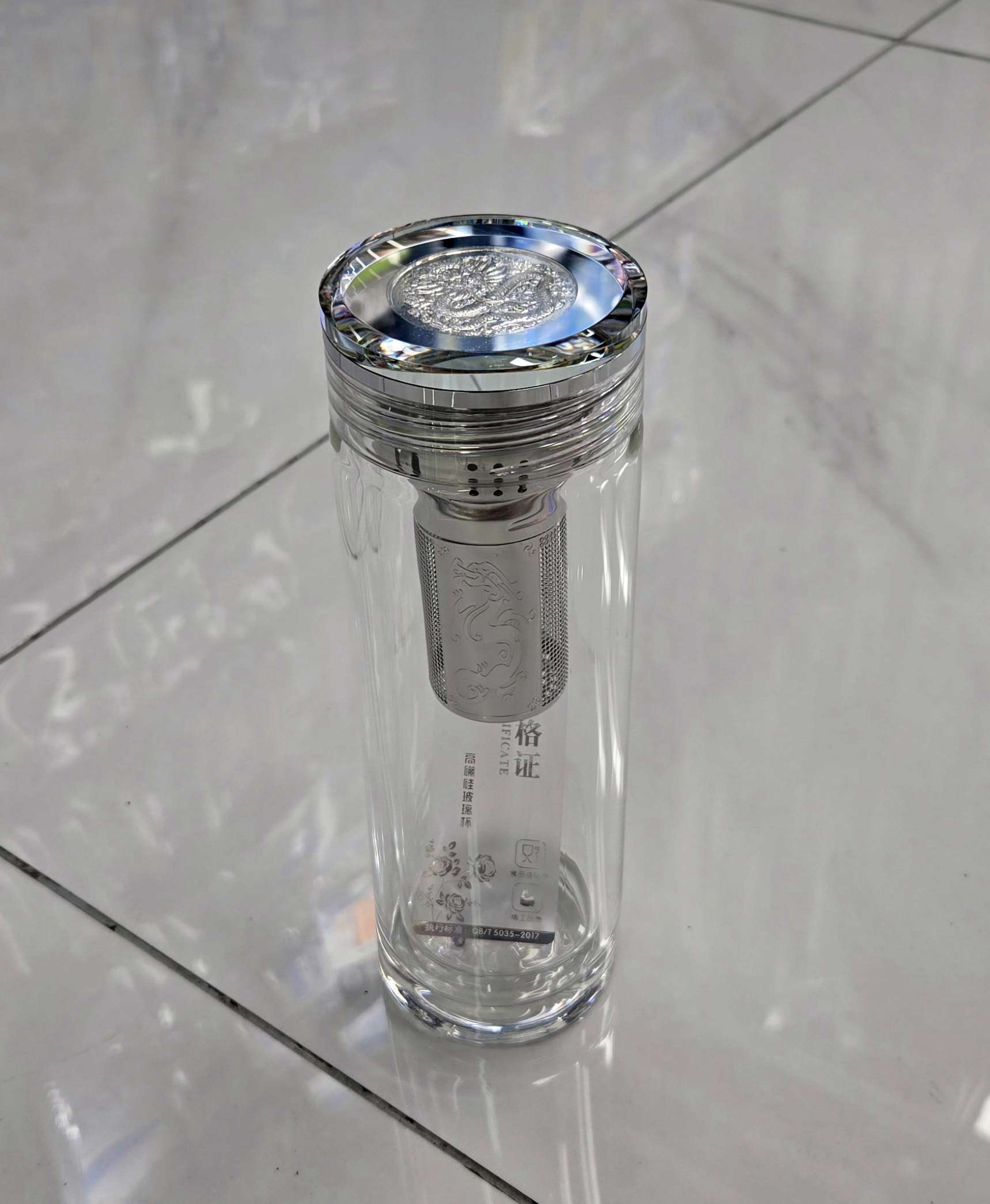 国潮 白金雕龙高硼硅杯详情图1