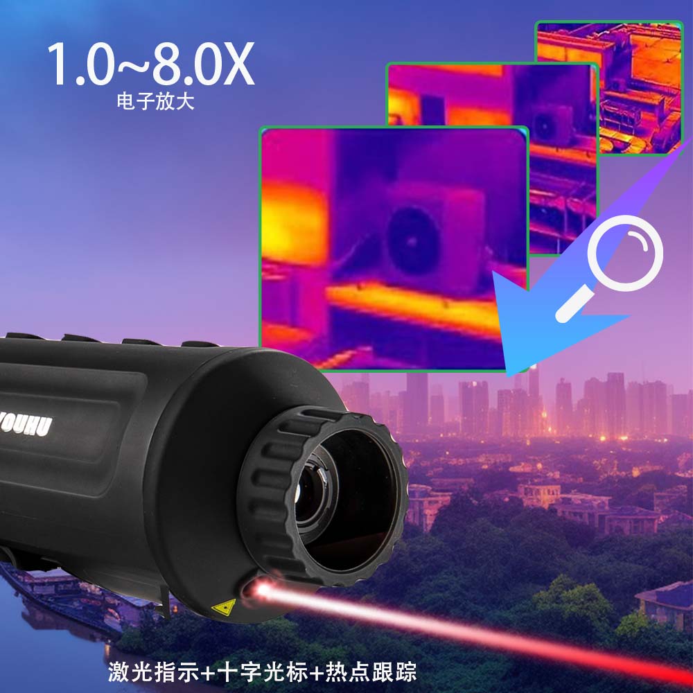 Infrared thermal imaging high-definition night vision outdoor wilderness and jungle screen detector, multi-functional all-black thermal sensing explorer Item Picture