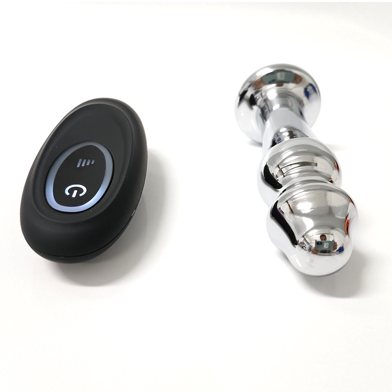 Small-sized foreign trade offline metal silver anal stopper electric remote control vibrating pull bead anal stopper Specification drawing