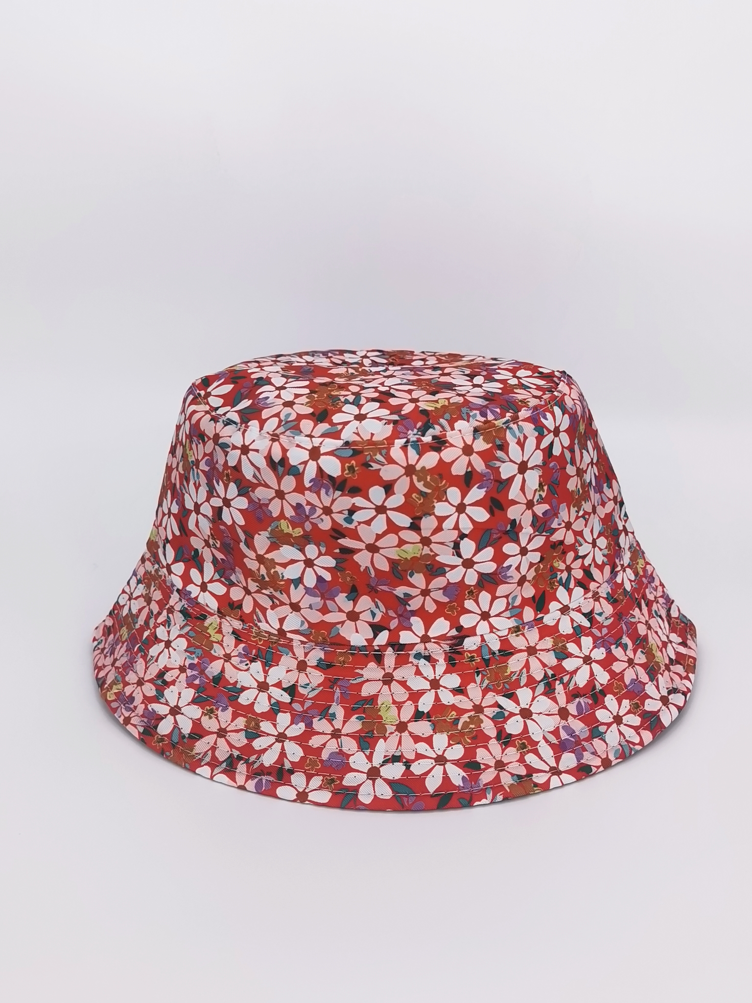 New spring and summer style small floral print for both men and women, fashionable and versatile, double-sided fisherman's hat, outdoor sun protection, cool and portable hat, adult style Specification drawing