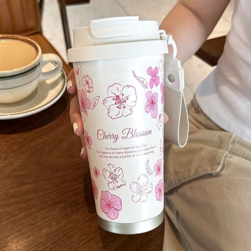 New 316 stainless steel vacuum insulated cup, double-drinking coffee cup, outdoor portable, customizable flower tea cup and water cup pic 6