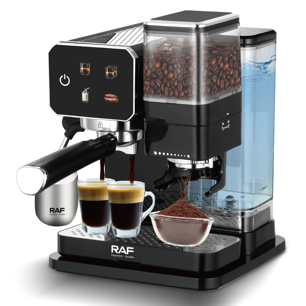 RAF European semi-automatic coffee machine, espresso double-cup 15bar, ground beans, cold and hot extraction milk foam steam coffee machine pic 7