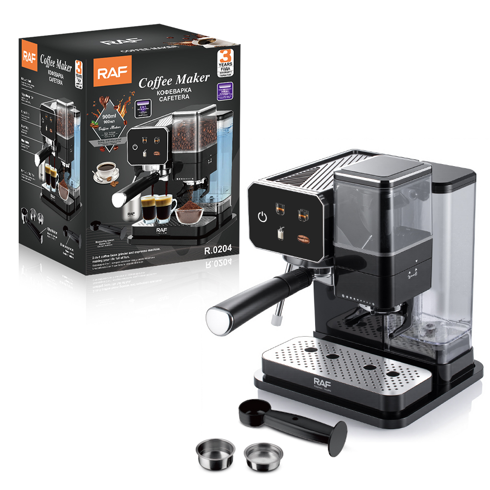 RAF European semi-automatic coffee machine, espresso double-cup 15bar, ground beans, cold and hot extraction milk foam steam coffee machine details Picture