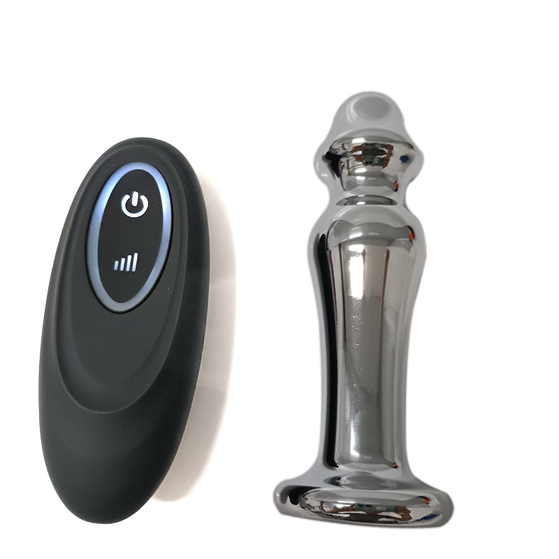 Small-sized foreign trade offline metal silver anal stopper electric remote control vibrating pull bead anal stopper thumbnail