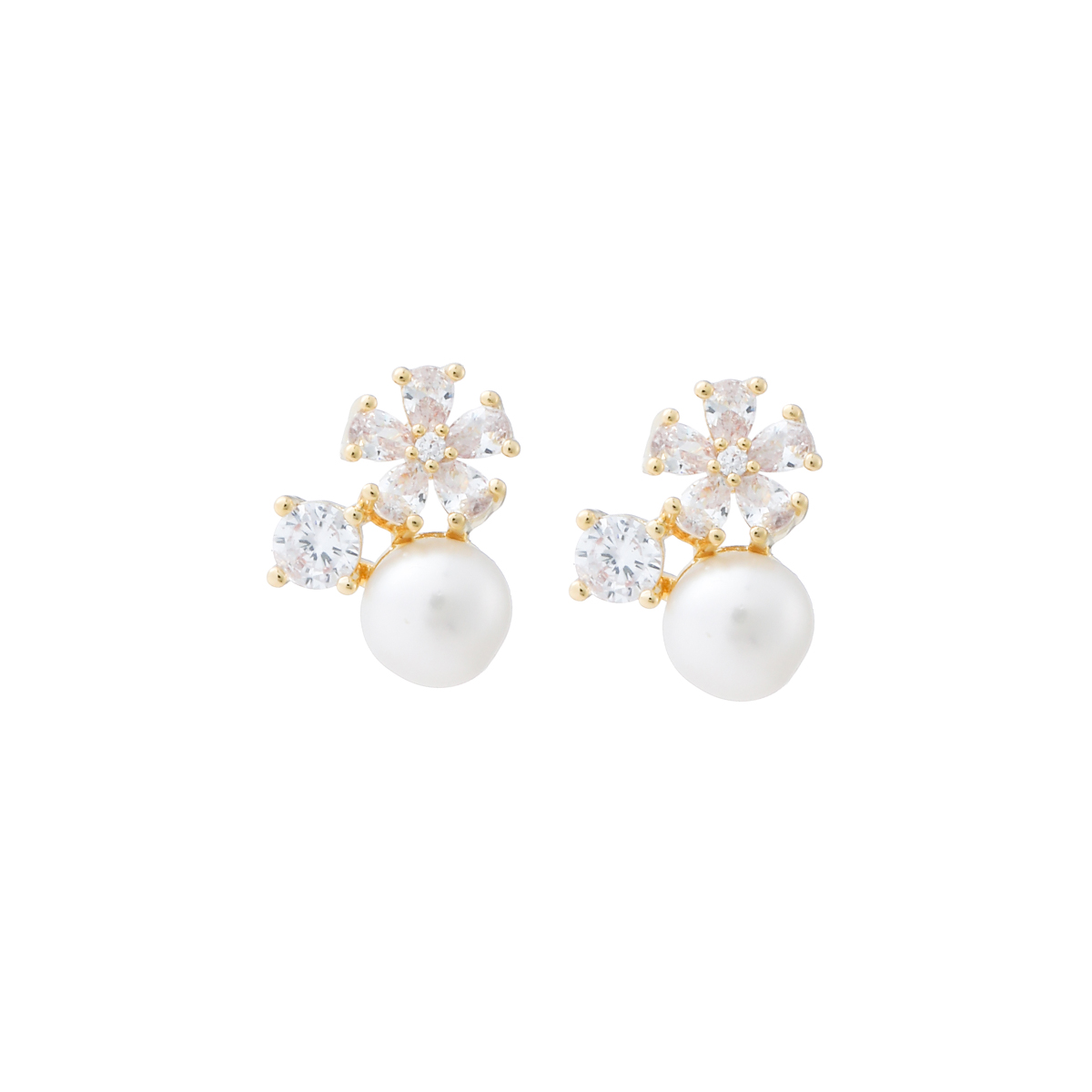 Xuhui brand exquisite and light luxury copper plated with real gold and set with zircon 925 silver needle pearl flower design fashionable stud earrings Application Scenario