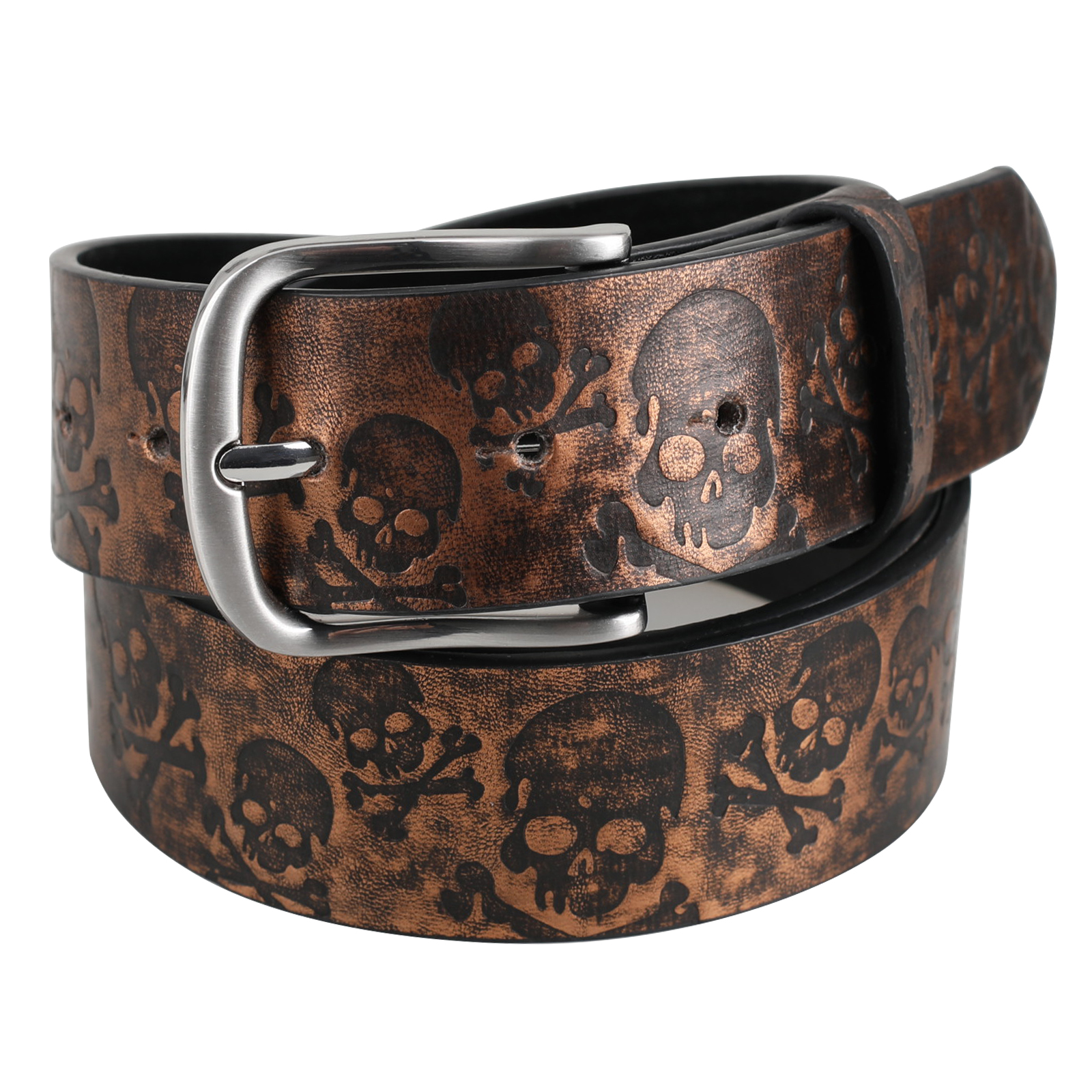American wide belt, versatile men's and women's belt, punk rock nightclub personality, skull embossed vintage belt Application Scenario