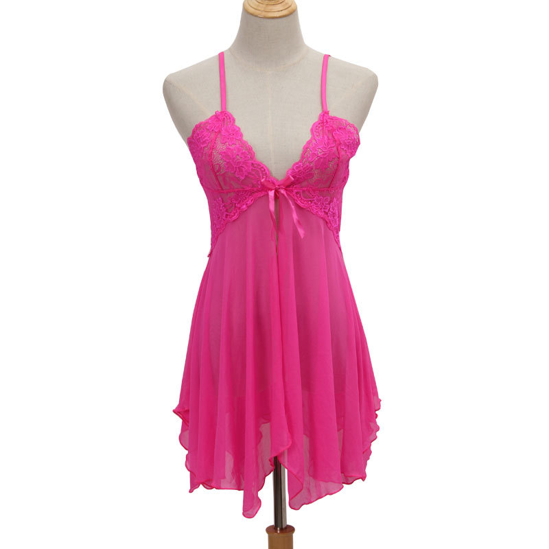 European and American foreign trade beauty lingerie, mesh see-through pajamas, pure halter sexy nightdress set 8468 Item Picture