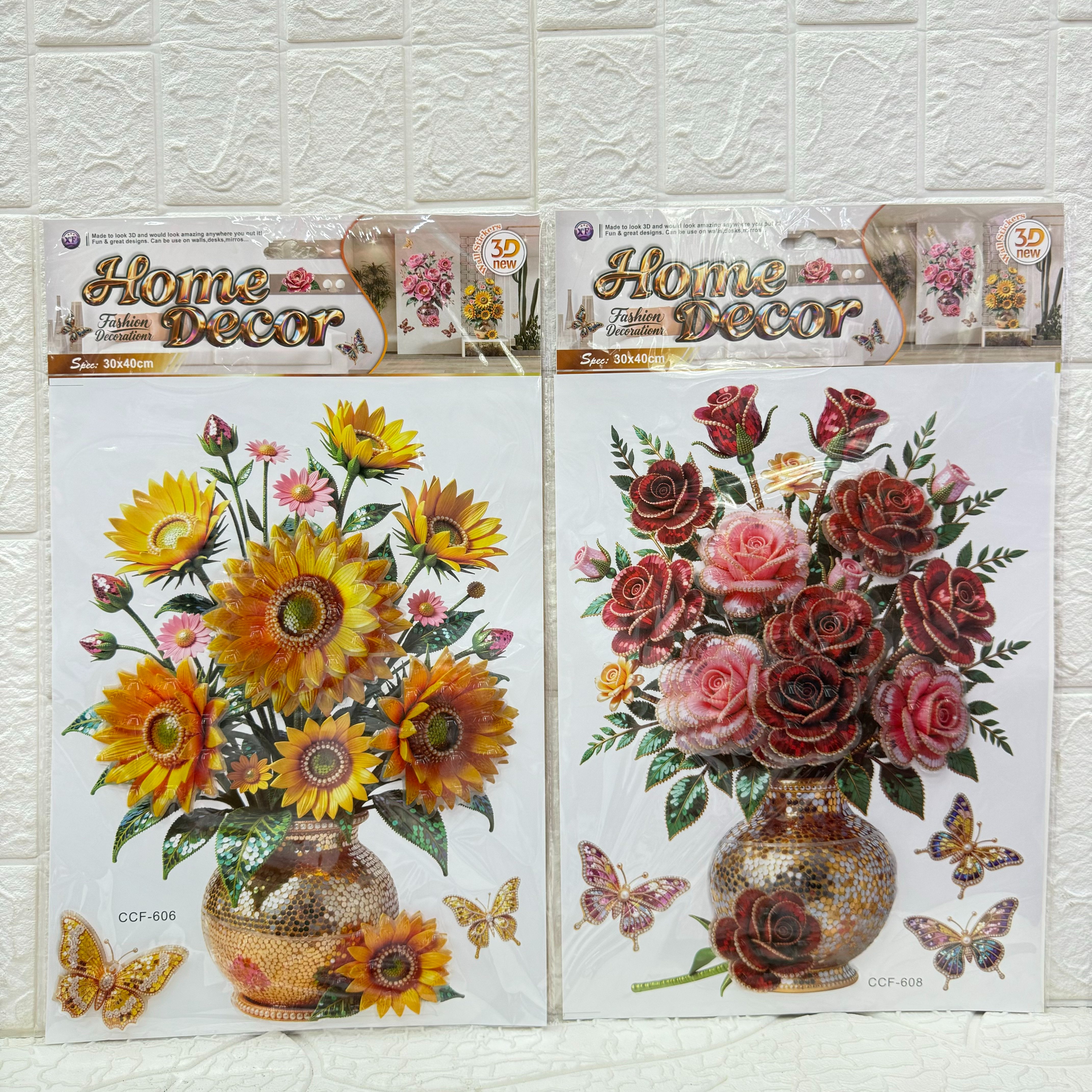 Vase decoration layer wall stickers series, three-dimensional handcrafted layer stickers, living room decoration vase butterfly wall stickers Item Picture