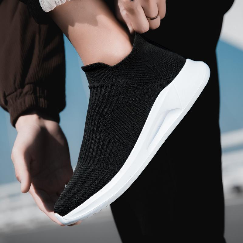 2023 spring new flying woven men's breathable shoes slip-on lazy shoes lovers shoes sports casual men's shoes cross-border details Picture