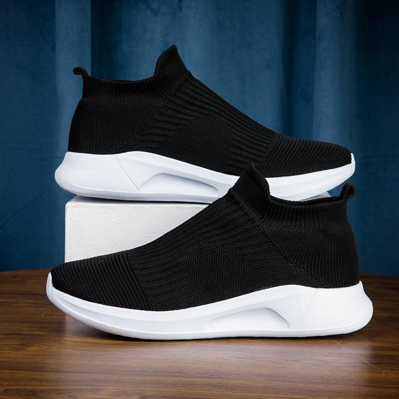 2023 spring new flying woven men's breathable shoes slip-on lazy shoes lovers shoes sports casual men's shoes cross-border Item Picture