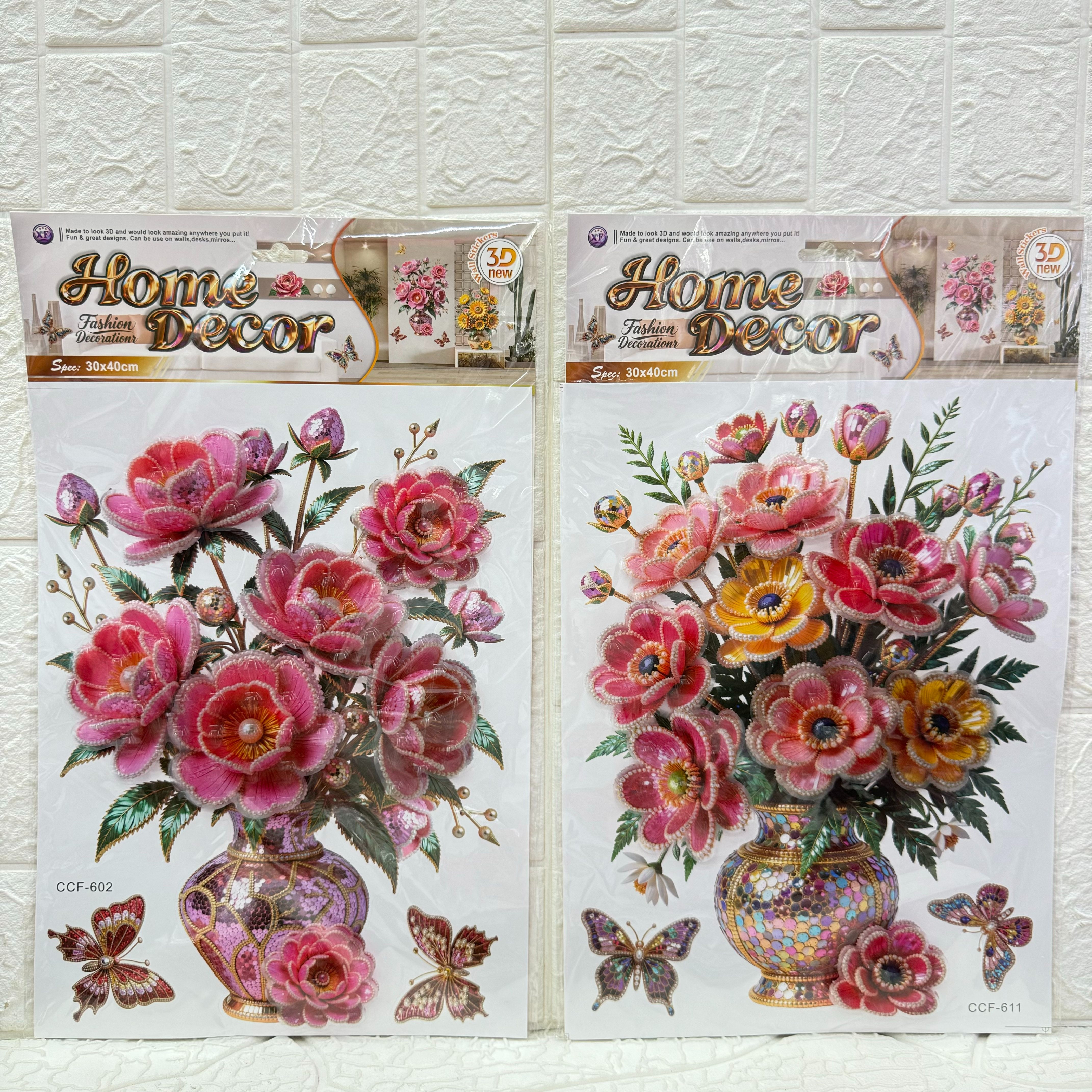 Vase decoration layer wall stickers series, three-dimensional handcrafted layer stickers, living room decoration vase butterfly wall stickers