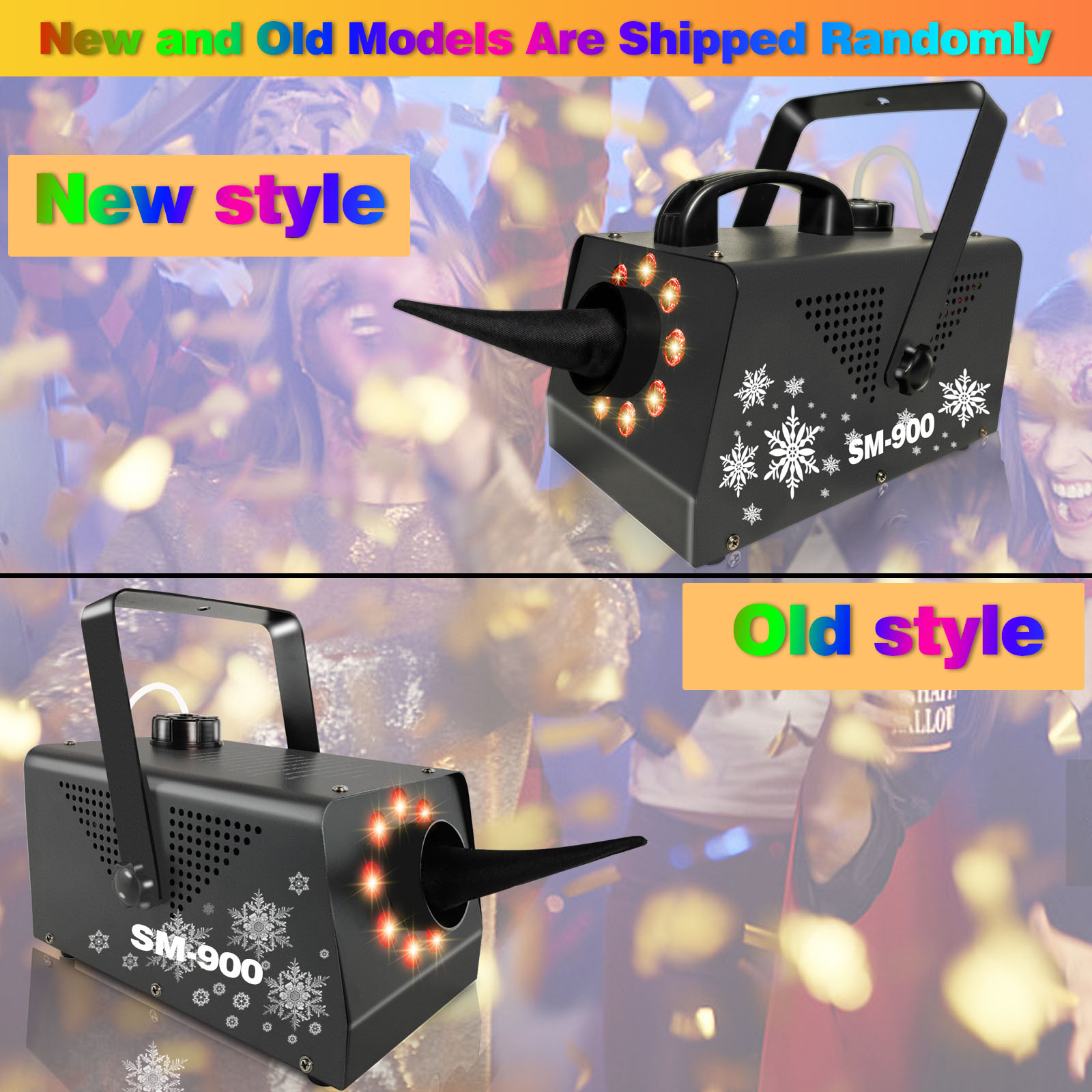 户外婚庆圣诞舞台专用雪花机带LED灯900W  派对聚会节日生日灯光小型便携仿真造雪机商用摄影氛围遥控特效喷雪机雪花设备细节图