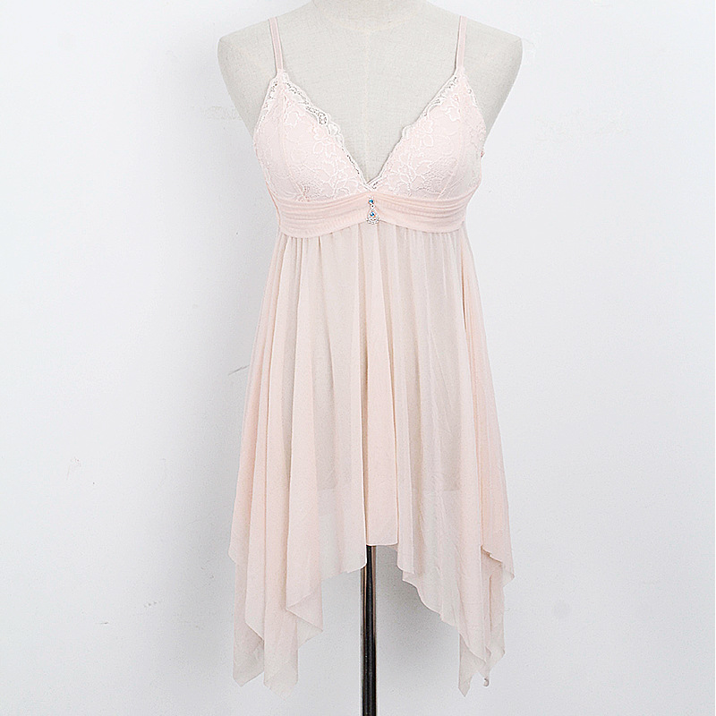 Wholesale of youthful and romantic underwear for girls, European and American sexy lace pajamas, transparent mesh halter backless sleeping skirts 2054 Item Picture