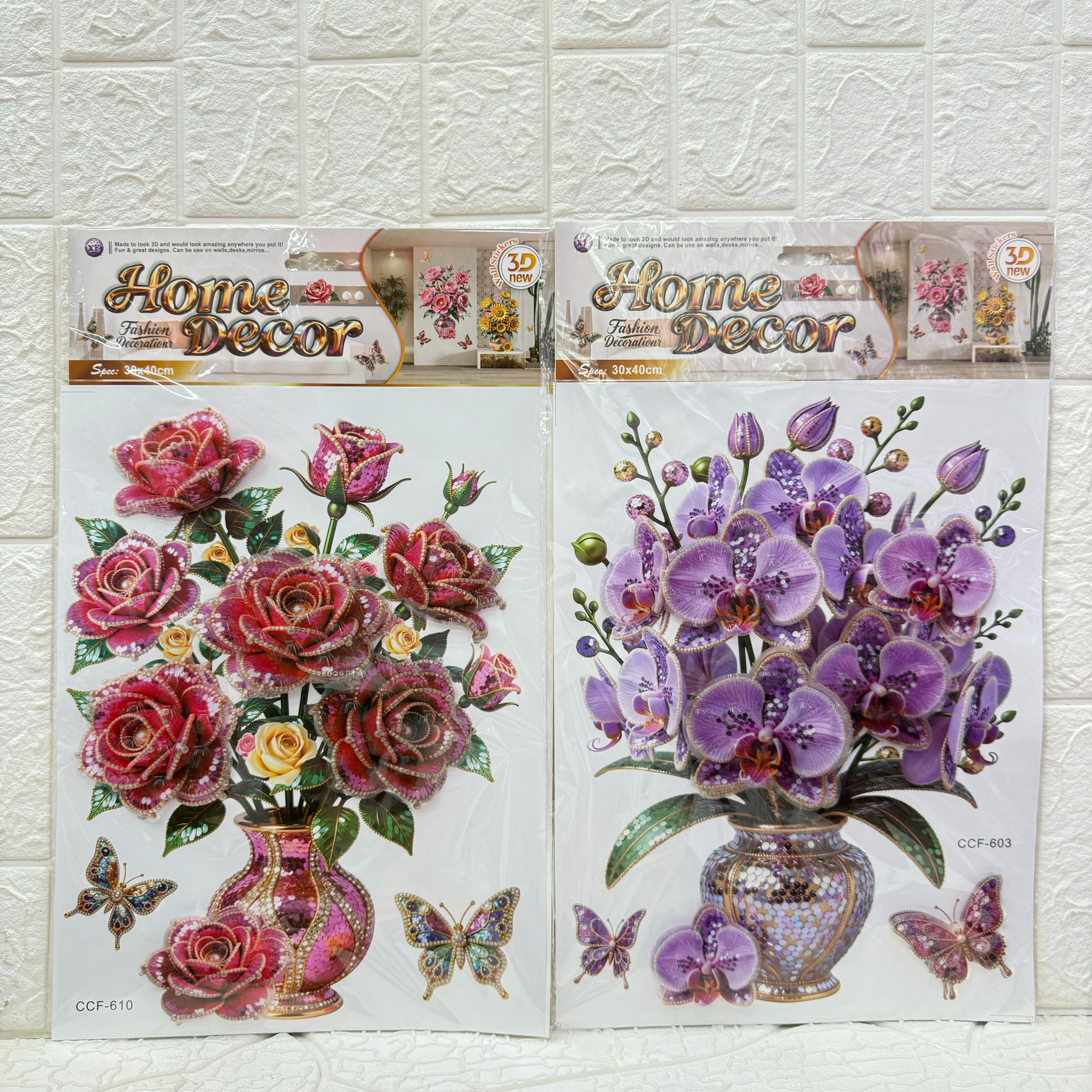 Vase decoration layer wall stickers series, three-dimensional handcrafted layer stickers, living room decoration vase butterfly wall stickers Application Scenario