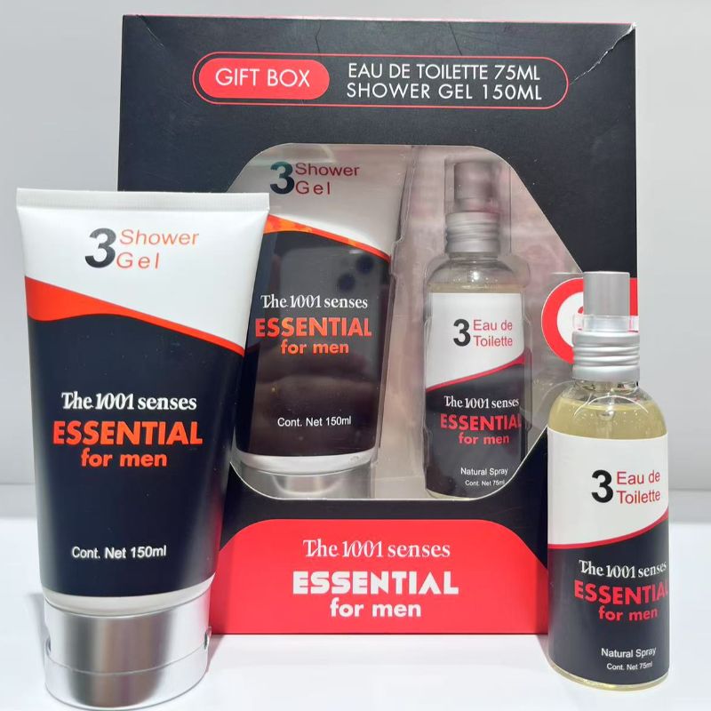 Men's perfume Set 75ml Eau de Toilette + Body Wash 150ml Shower Gel 75ml Eau de Toilette