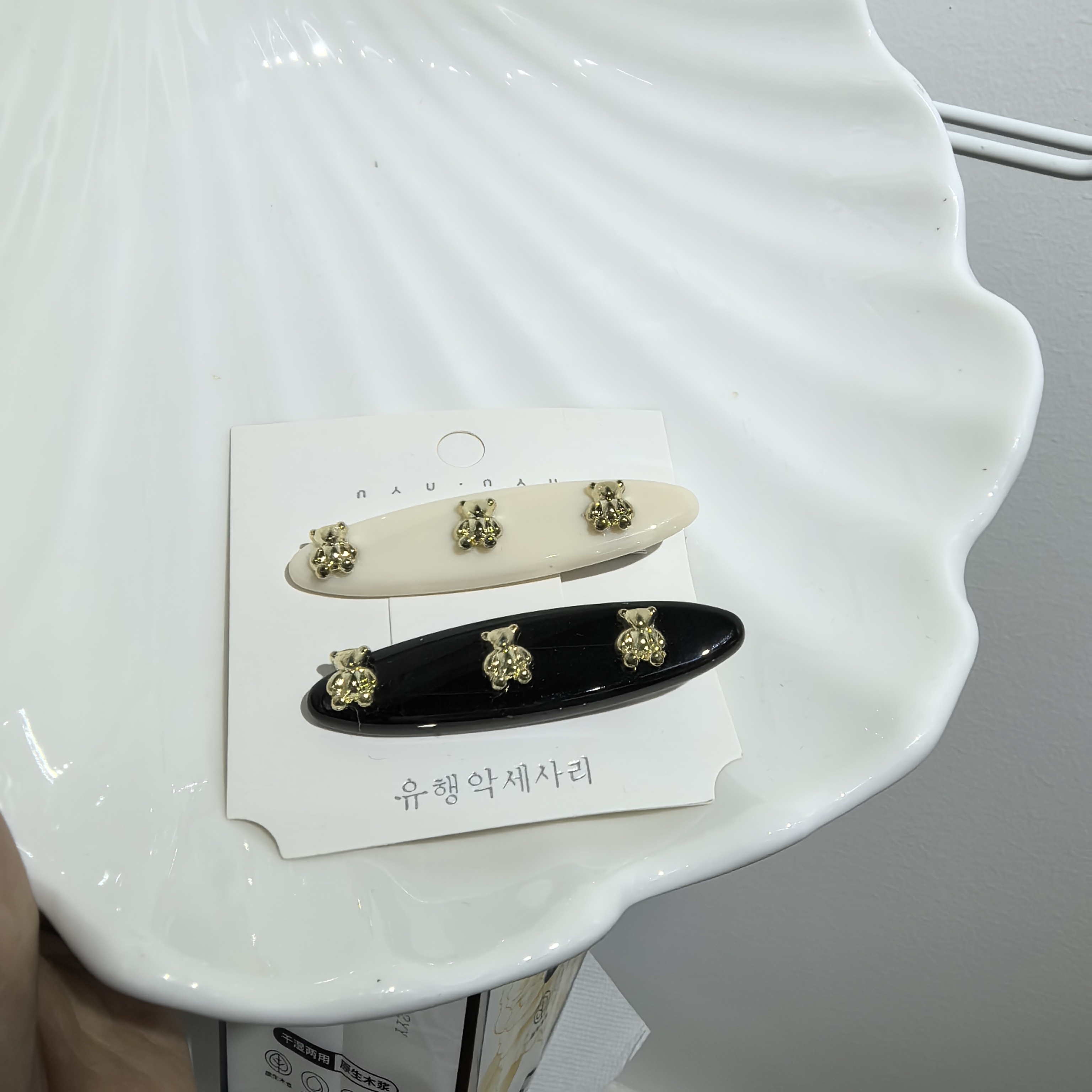 韩版简约气质发饰 小熊发夹百搭甜美饰品 女士头饰发夹 时尚优雅发卡儿童发饰头饰发夹