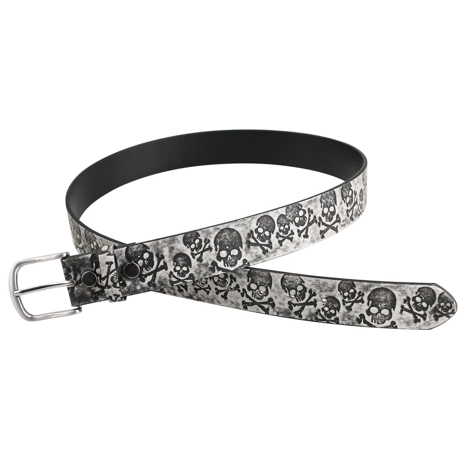 American wide belt, versatile men's and women's belt, punk rock nightclub personality, skull embossed vintage belt details Picture
