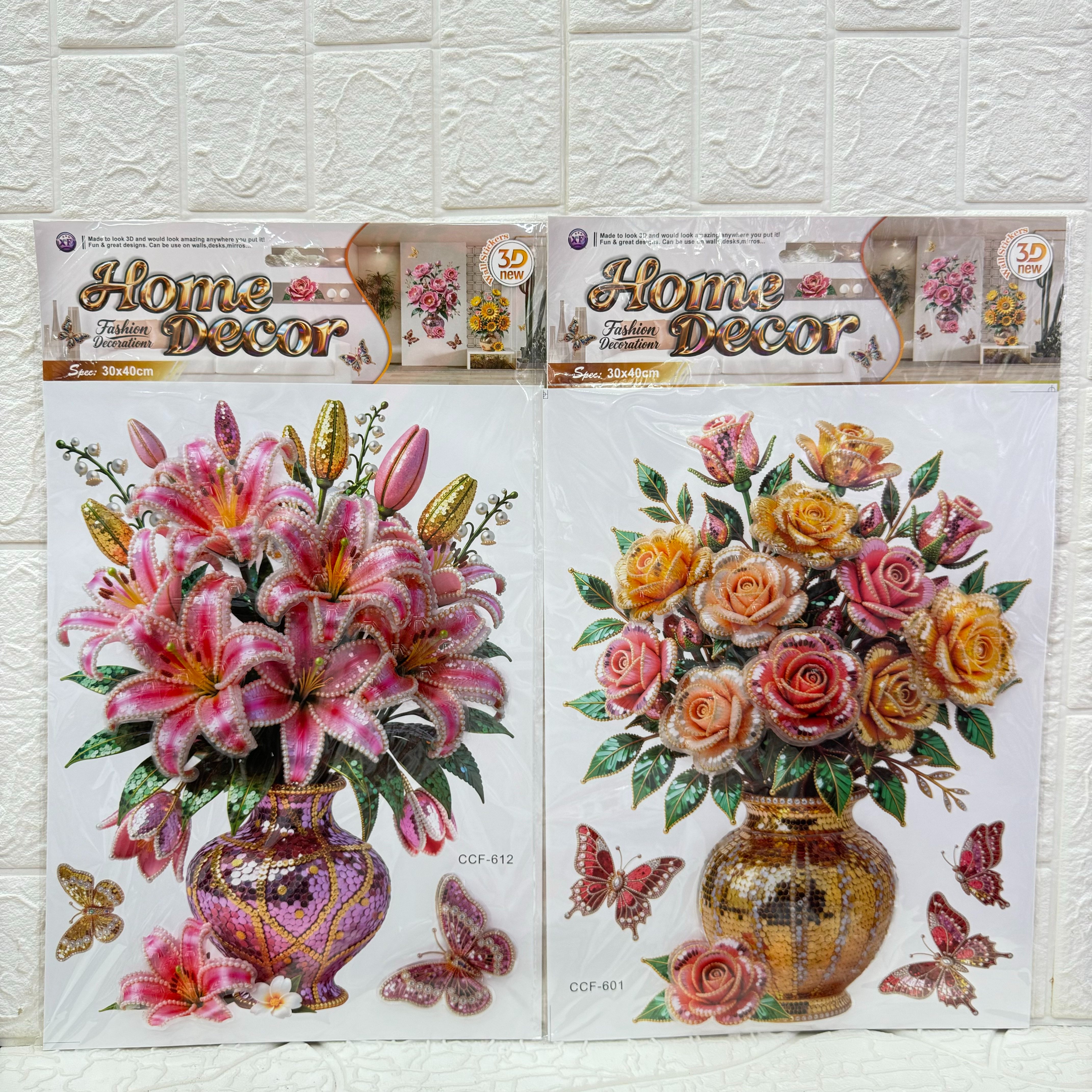 Vase decoration layer wall stickers series, three-dimensional handcrafted layer stickers, living room decoration vase butterfly wall stickers details Picture