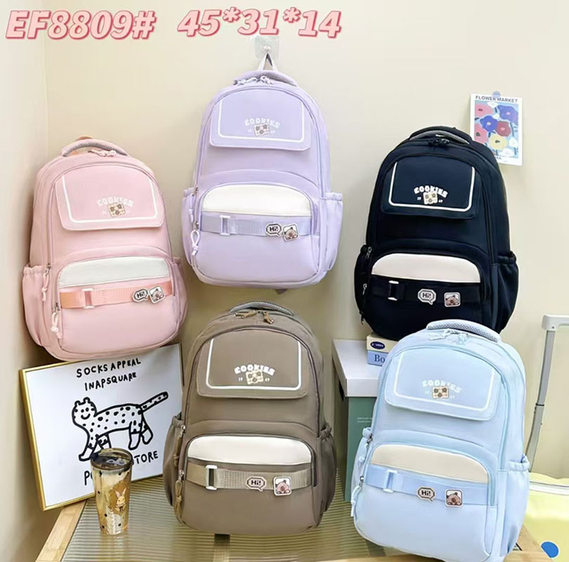 Lightweight backpacks for boys and girls, casual bags for college, high school, junior high school and primary school students, waterproof student schoolbags, twill fabric cartoon EF8809 details Picture