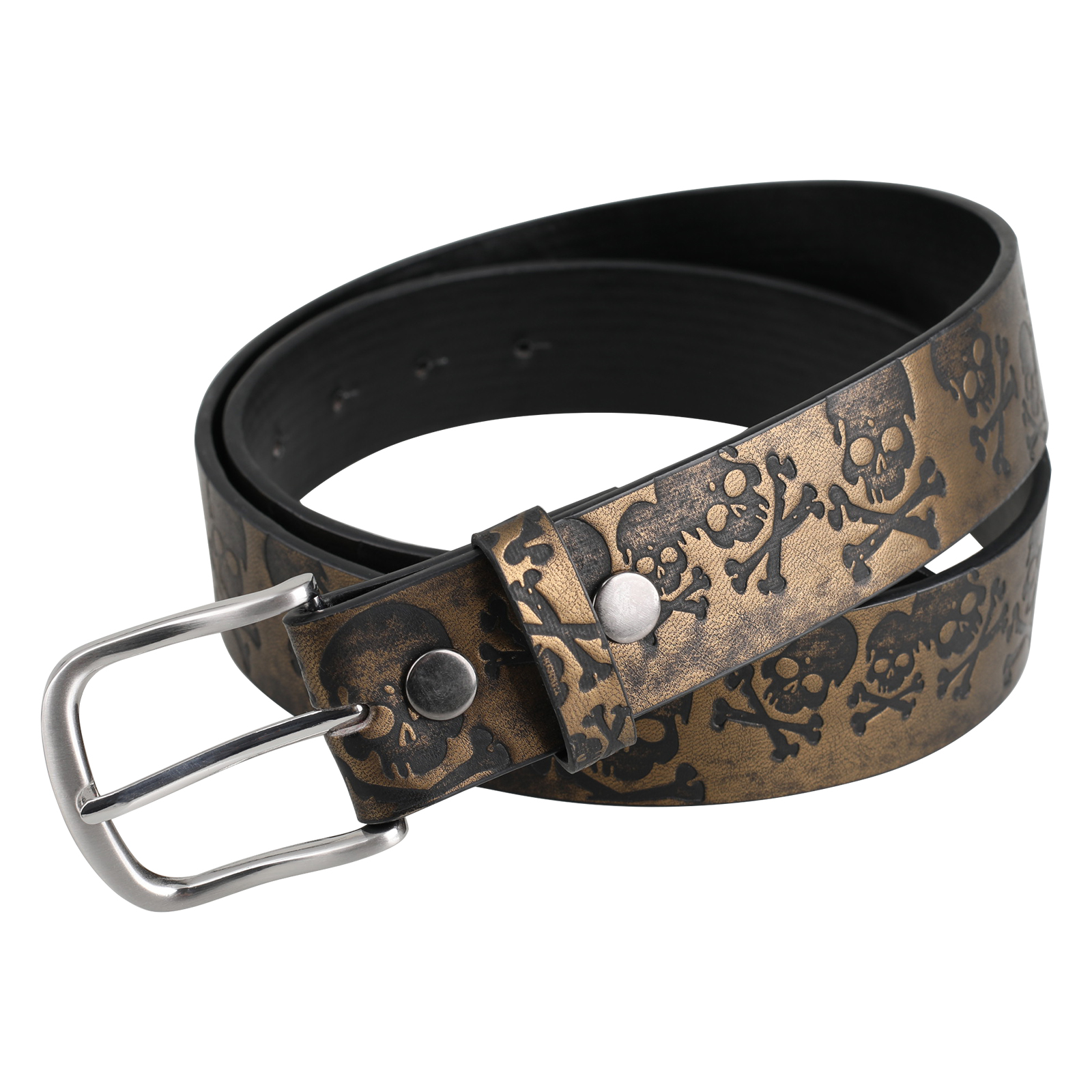 American wide belt, versatile men's and women's belt, punk rock nightclub personality, skull embossed vintage belt Specification drawing