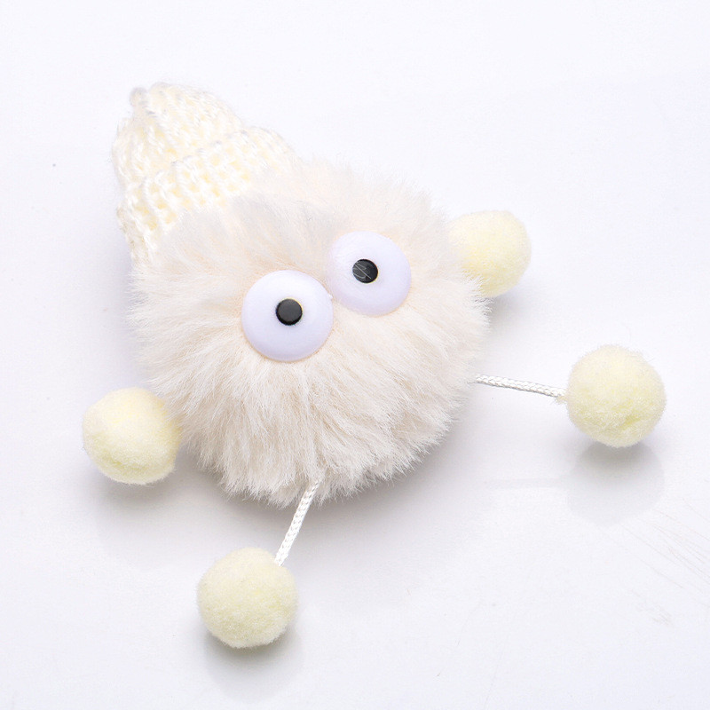 可爱小煤球胸针洞洞鞋鞋帽diy饰品毛绒玩偶配件个性毛球玩偶别针详情图2
