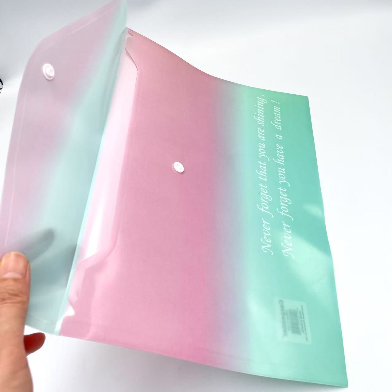 渐变色印刷横款纽扣袋 办公资料袋A4收纳袋厂家直销 学生试卷分类袋档案袋塑料文件袋详情6