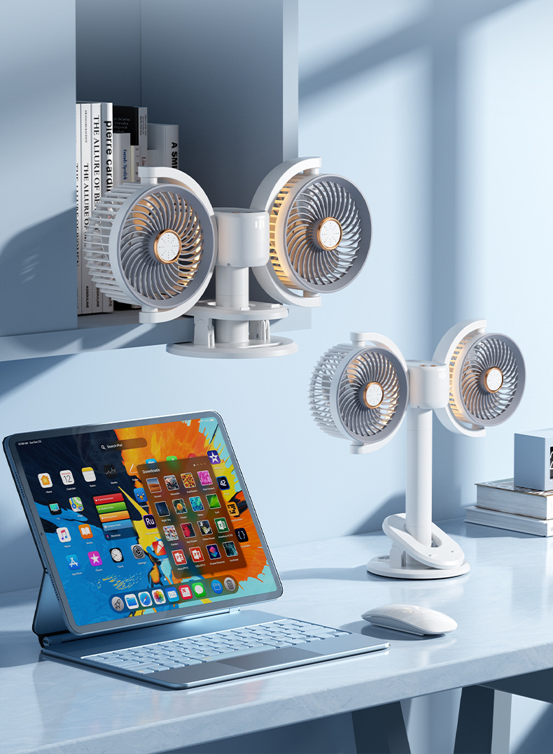 新款静音风扇 充电式夹子 挂壁桌面小风扇多功能详情2